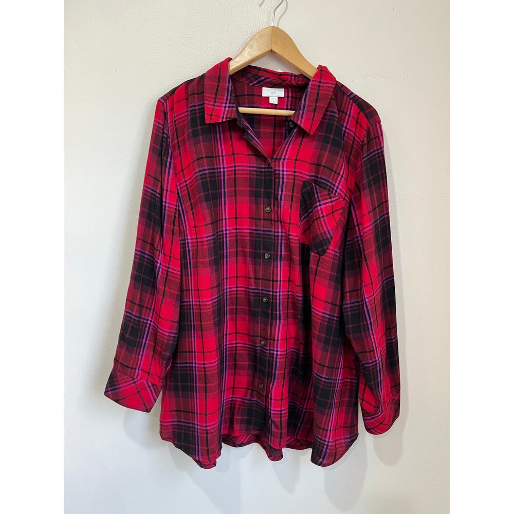J. Jill Cotton Tencel Modal Button Front Shirt Relaxed Casual Size XL